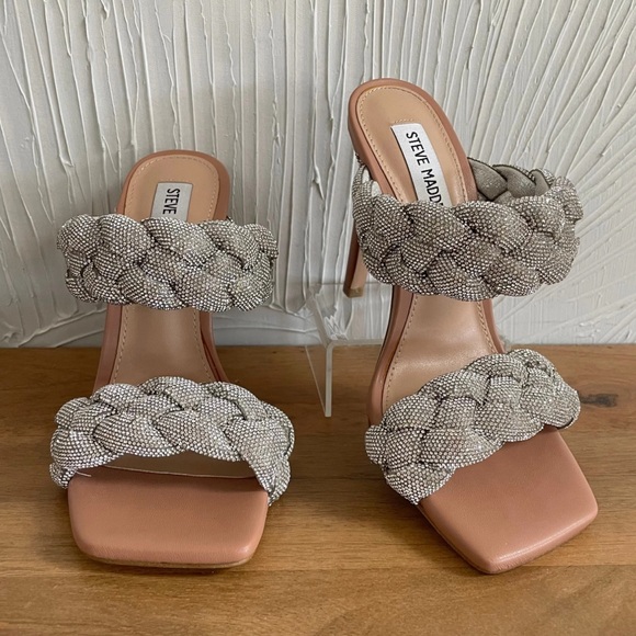 Steve Madden Shoes - Steve Madden Kenley Women's Leather Braided Slip On Mule Heeled Sandals 5.5